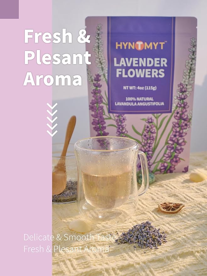 HYNTMYT Lavender Tea, Food Grade Lavender Herbal Tea, Natural Dried Lavender Buds for Tea, Baking, Lemonade, Fresh Aroma, 115g - Bloomnest