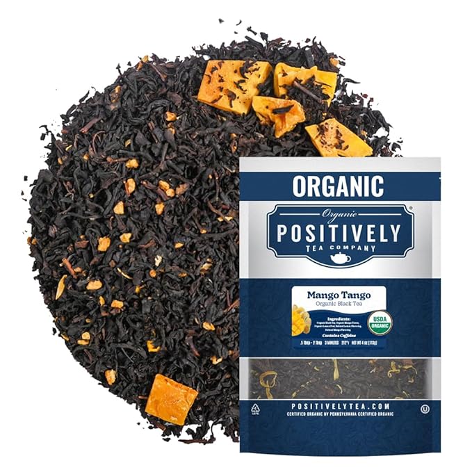Organic Positively Tea Company, Mango Tango Black Tea, Loose Leaf, 4 Ounce - Bloomnest