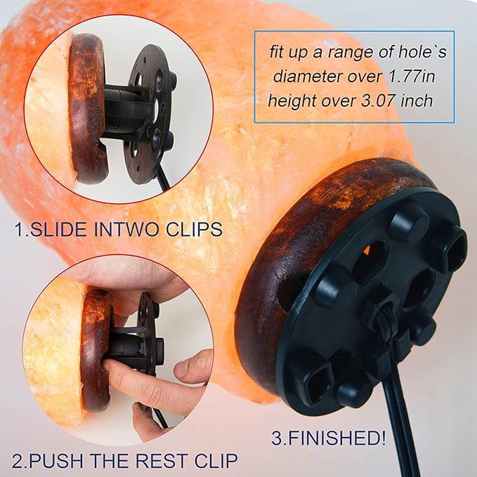 Himalayan Salt Lamp Cord Replacement with Dimmer Switch(2-Pack) and E12 Halogen Salt Lamp Bulbs(6-Pack) New Series (5 Feet Cord & 3.34 Inch Base) - Bloomnest