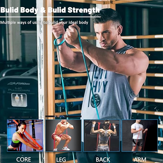 Resistance Bands, Pull Up Assist Bands - Workout Bands, Eexercise Bands, Long Resistance Bands Set for Working Out, Fitness, Training, Physical Therapy for Men Women