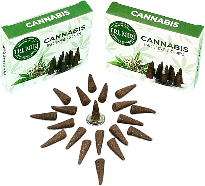 TRUMIRI Cannabis Scented Incense Cones - Total 20 Cone Incense - Dual Pack of 10 Insence Cones - Incense Cones Scented - Cone Incense Scents - Insense Cones - Incent Cone TRUMIRI