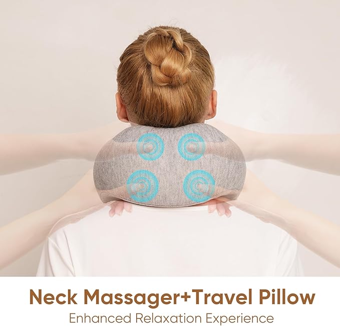 Howdy Shiatsu Neck Massager with Heating [2026 Upgraded], Heated Neck Pillow Cordless for Pain Relief Deep Tissue Kneading, 2025 Christmas for Mom Dad Gift, 2-in-1 Portable for Airplane Travel - Bloomnest