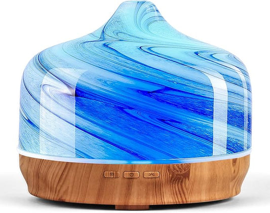 Porseme 500ml Glass Essential Oil Diffuser Aromatherapy Ultrasonic Cool Mist Humidifier 15-21 Running Hours Waterless Auto-Off Air Diffusers for Sleeping,Yoga,Office Working,Spa and Rest (Ink) - Bloomnest