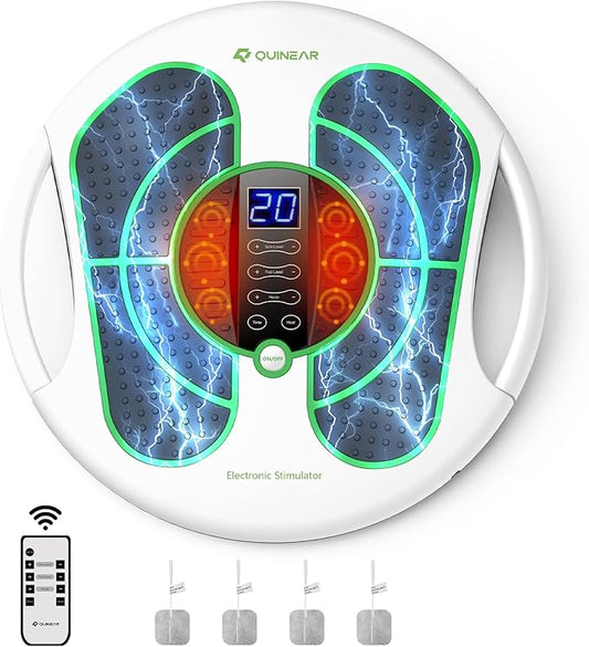QUINEAR Foot Massager with TENS & EMS for Neuropathy, Foot Stimulator for Pain Relief and Circulation, Nerve Muscle Massager with Remote Control, Relieve Swelling and RLS - Bloomnest