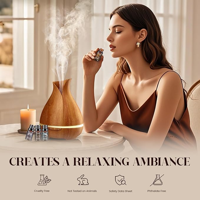 Hotel Diffuser Oils Gift Set - 6x10ML Luxury Hotel Scent Essential Oils Set for Diffuser, Candle Making - My Route, Serene Coast, Night Velvet, 24K Bloom, Dream State, After Warmth Fragrance Oil - Bloomnest