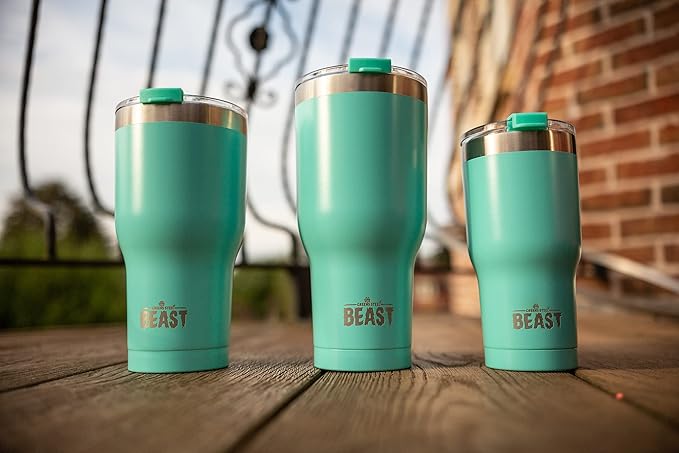 Beast 40 oz Tumbler Stainless Steel Vacuum Insulated Coffee Ice Cup Double Wall Travel Flask (Aquamarine Blue) - Bloomnest
