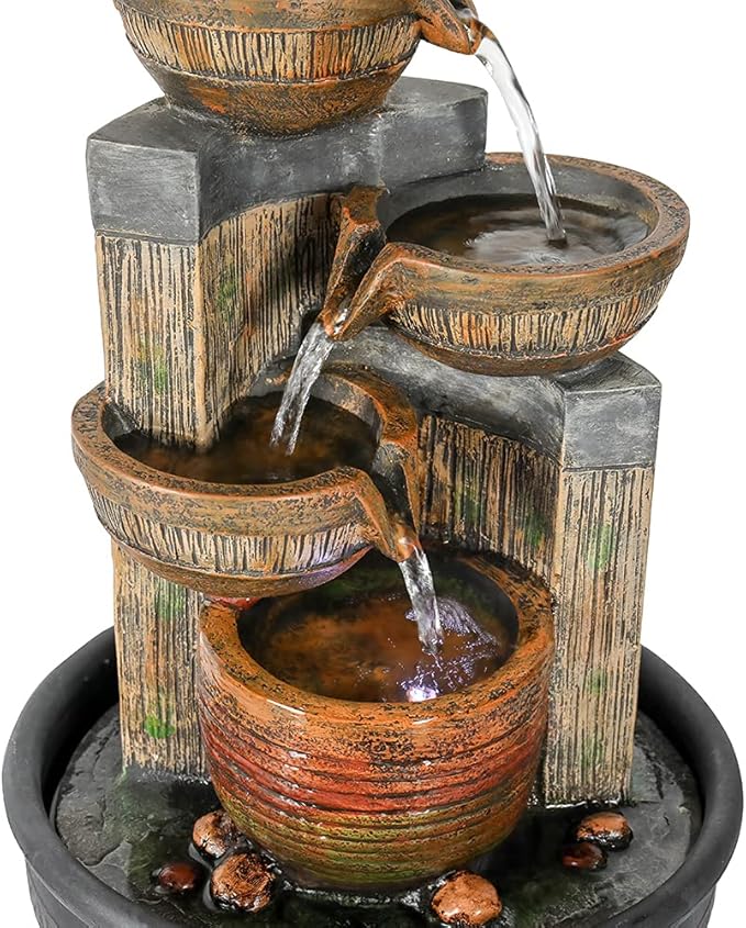 Tabletop Water Fountains Indoor Waterfall and Calming Water Sound Relaxation Desktop Fountain，The for Office, Room Decoration, Portable Feng Shui Fountain Indoor and Outdoor (15.7iches)