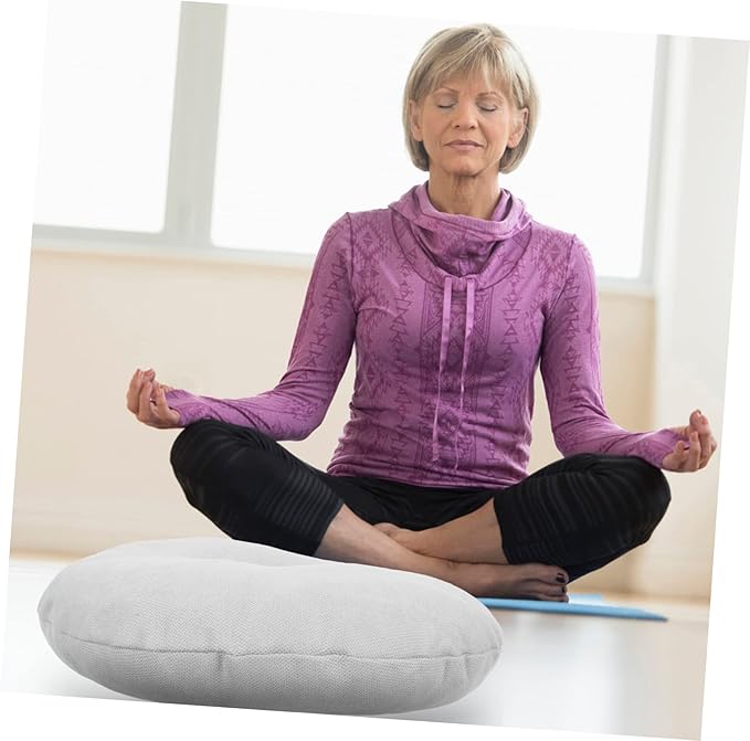 Large Grey Meditation Cushion for Comfortable Floor Seating Traditional Japanese Zafu Pillow for Yoga and Relaxation Tatami Mat Sturdy Cover - Bloomnest
