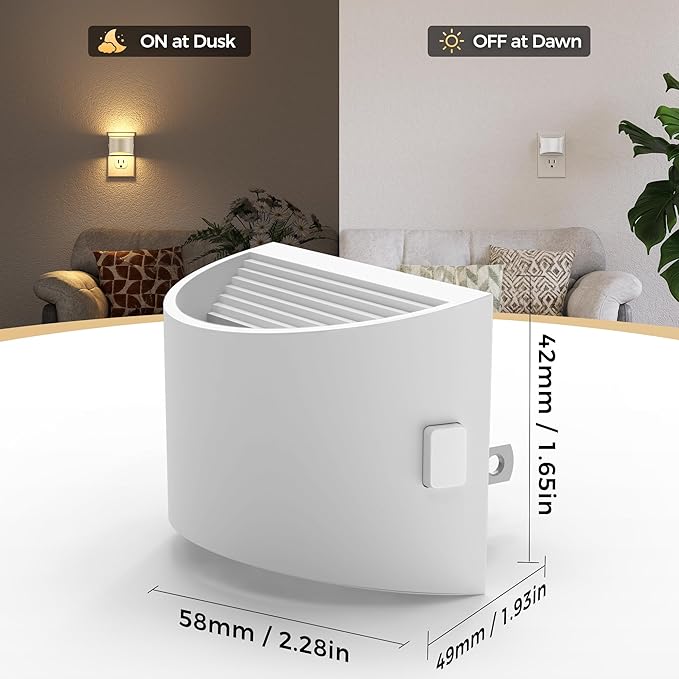 DORESshop LED Night Light[2 Pack], Night Lights Plug into Wall, 3 Level Brightness Adjustable Plug in Night Light, Dusk to Dawn Sensor Nightlights for Adults,Bedroom,Bathroom,Hallway,3000K White Cover - Bloomnest