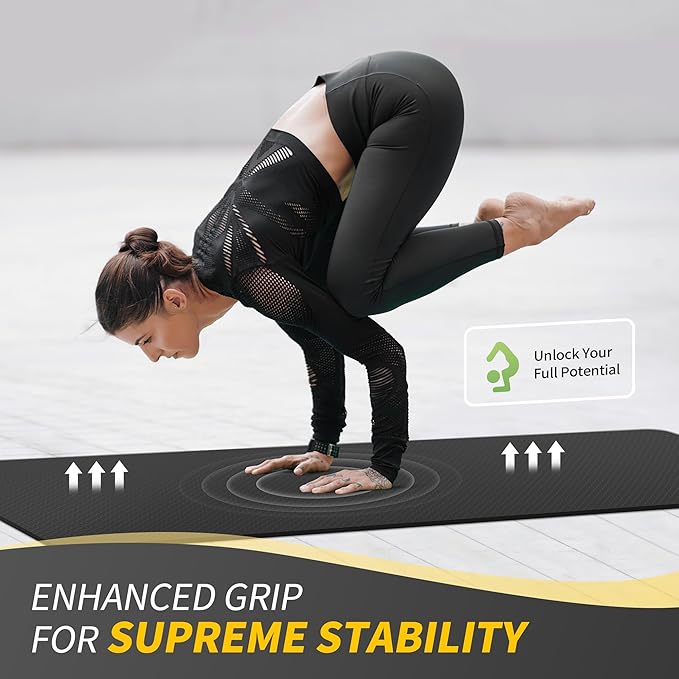 CAMBIVO Yoga Mat for Women Men Kids, 1/3 & 1/4 & 2/5 Inch Extra Thick Yoga Mat Non Slip, 72" x 24" TPE Yoga Mats, Workout Mat with Carrying Strap for Yoga, Pilates and Floor Exercises - Bloomnest