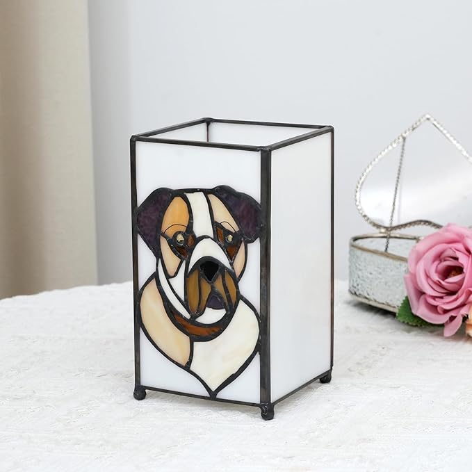 Tiffany Lamp Stained Glass lamp Small Bedside Table Lamps for Living Room Home Decor,Girls Women Birthday Halloween Christmas Thanksgiving Day Gift,Dog - Bloomnest