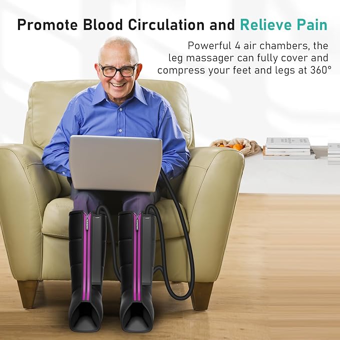 QUINEAR Leg Massager for Circulation and Pain Relief, Heating Leg Compression Massager with 3 Modes, Foot and Calf Massager with 3 Intensities 3 Heats - Gift for Mom and Dad - Bloomnest