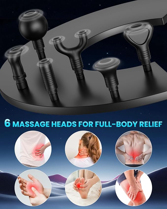 Deep Tissue Massage Gun, Portable Percussion Electric Muscle Massager for Pain Relief, Handheld Massagers with 30 Speeds & 6 Attachments for Back and Neck, Gifts for Men Women - Bloomnest