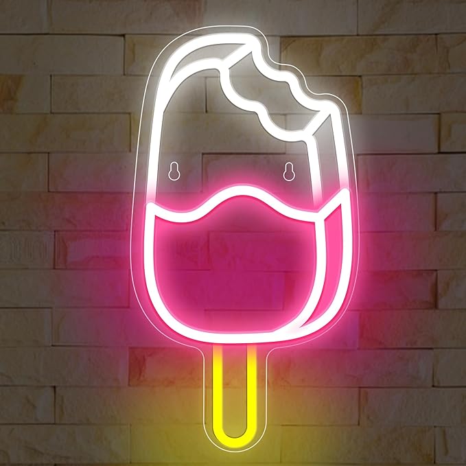 Attivolife Ice Pop Neon Sign for Wall Decor, Light up Delicious Popsicle LED Lamp with Dim USB Powered, Unique Business Fast Food Shop Restaurant Decoration, Christmas Day Birthday party - Bloomnest