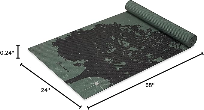 Gaiam Yoga Mat - Premium 6mm Print Extra Thick Non Slip Exercise & Fitness Mat for All Types of Yoga, Pilates & Floor Workouts (68"L x 24"W x 6mm Thick) - Bloomnest