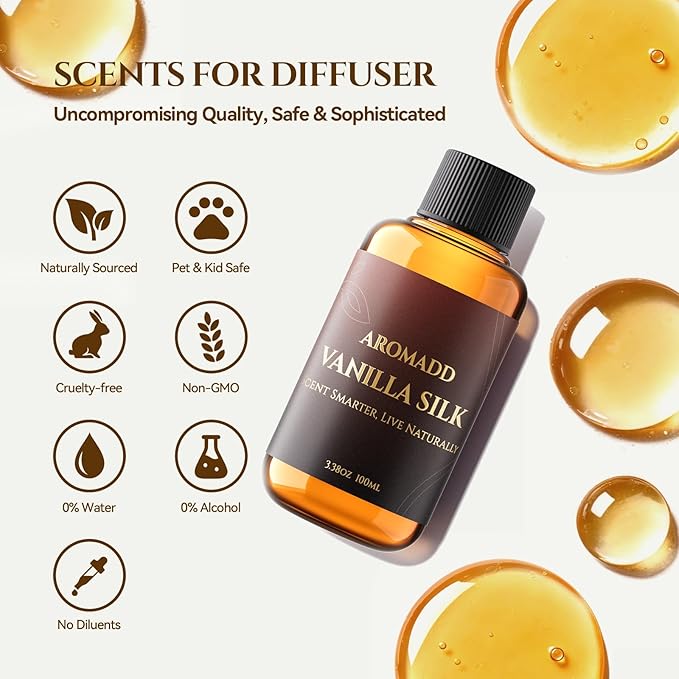 AROMADD Hotel Collection Diffuser Oil Vanilla Silk– Inspired by Luxury Hotel Scent for Waterless & Cold Air Diffusers –3.38 Fl Oz (100ml) Long-Lasting Home Fragrance for Living Room & Bedroom - Bloomnest