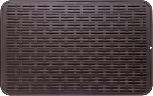 Silicone Dish Drying Mat for Multiple Usage,Easy clean,Eco-friendly,Heat-resistant Silicone Mat for Kitchen Counter or Sink,Refrigerator or Drawer Liner Coffee 3XL 28 inches x 18 inches - Bloomnest