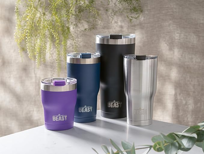 Beast 30 oz Tumbler Stainless Steel Vacuum Insulated Coffee Ice Cup Double Wall Travel Flask (Navy Blue) - Bloomnest