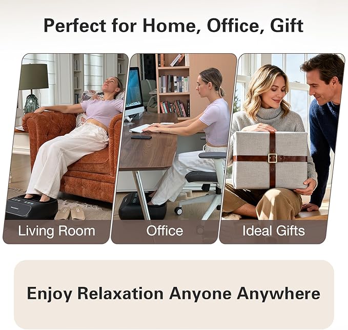 Shiatsu Foot Massager with Heat, Electric Foot Massager Machine for Plantar Fasciitis Neuropathy with Remote Control, Adjustable Vibration and Compression (Black)