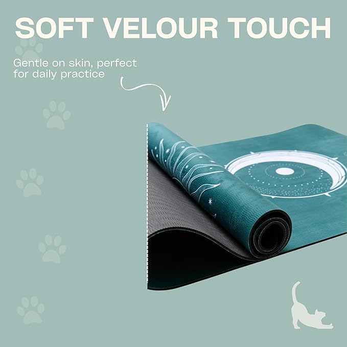 Yoga Mat With Strap 5mm Non Slip Suede & TPE - Beige Eco-Friendly Fitness & Exercise Mat for Home Gym, Pilates, Hot Yoga, and Meditation - Lightweight Durable 72 x 24 inch Workout Mat for Women, Men