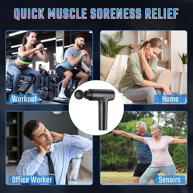 cotsoco Massage Gun Deep Tissue, Muscle Massage Gun with 9 Attachment Heads 20 Speeds & Silent Brushless Motor for Pain Relief, Handheld Percussion Back Massager Gun for Athletes(Black) - Bloomnest