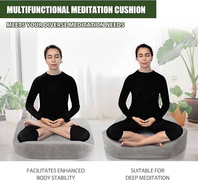 Meditation Cushion - Floor Pillow, Enlarge High Density Extremely Firm, Large Big Foam Floor Cushion Seating for Adults - Premium Yoga Pillows for Adults Gifts for Women, Men,Gray - Bloomnest