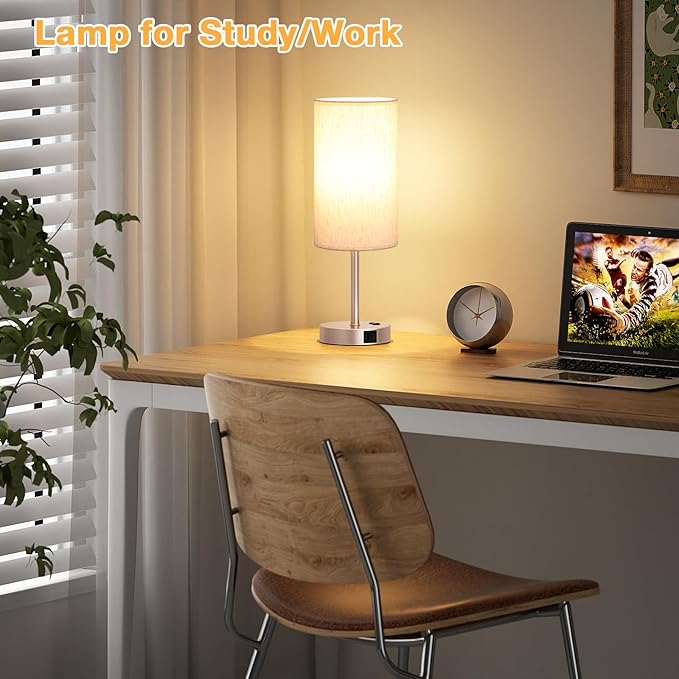 Dicoool Touch Bedside Table Lamp with USB - 3 Way Dimmable Lamp for Bedroom Nightstand, Desk Lamp with Charging Station for Dorm, Office, Living Room,Kids Room - Bloomnest