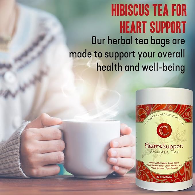 Dr. Cowan’s Garden Organic Ashitaba Hibiscus Tea, 20 Tea Bags - Supports Healthy Heart and Blood Pressure, Calming Caffeine-Free Herbal Blend for Health and Well-Being, Ashitaba Herbs Grown in the USA - Bloomnest