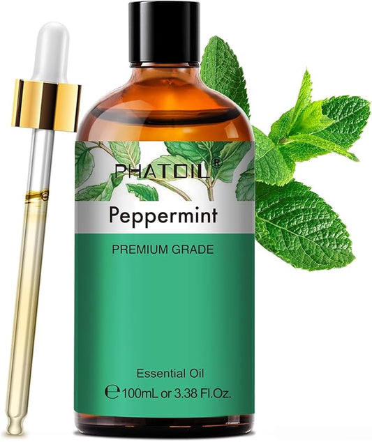 PHATOIL Peppermint Essential Oil, Huge 3.38 Fl Oz Pure and Natural, Premium Grade Essential Oil for Diffuser and Aromatherapy - Bloomnest