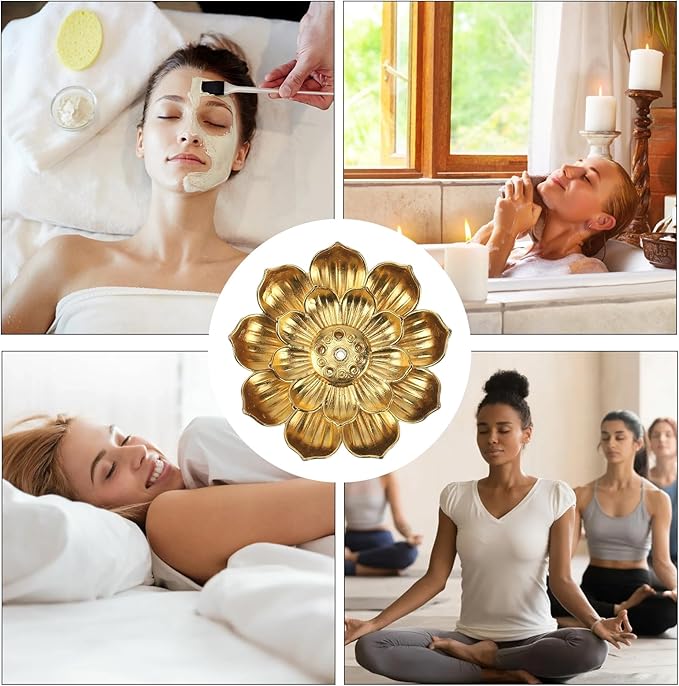 60 Pcs Incense Holder Indian Return Gift for Pooja Gold Lotus Incense Sticks Holder Anti Ash Spilling 2.16 Inch/5.5 cm Zinc Alloy incense holder for sticks for Stick/Coil/Cone Incense with Ash Catcher