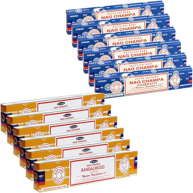 Nag Champa Incense Sticks and Sandalwood Incense Sticks with Incense Holder Bundle for Home Fragrance and Spiritual Décor TRUMIRI