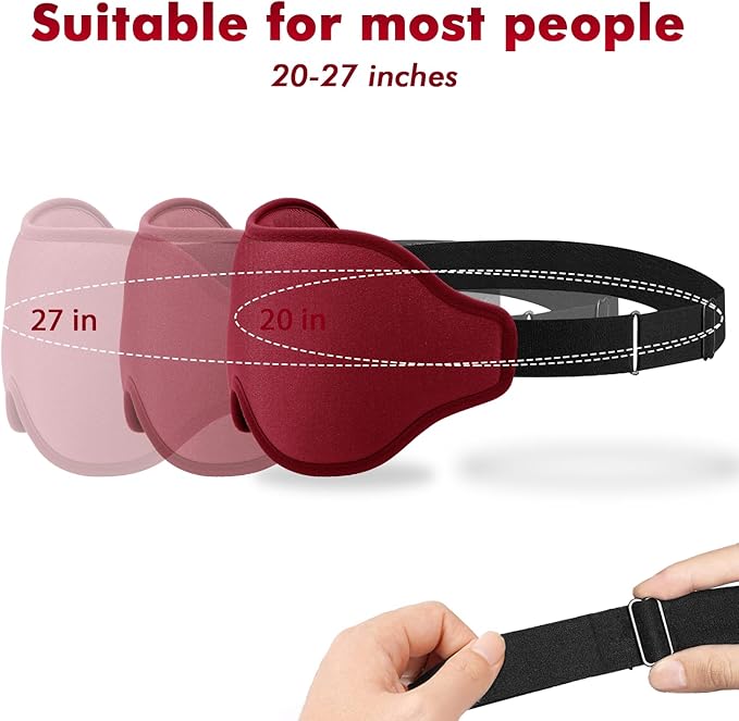 Sleep Eye Mask for Men Women, Lash Extensions 3D Sleeping Mask, Travel Blackout Night Blindfold Eye Shade Cover with Adjustable Strap (Red-3D) - Bloomnest