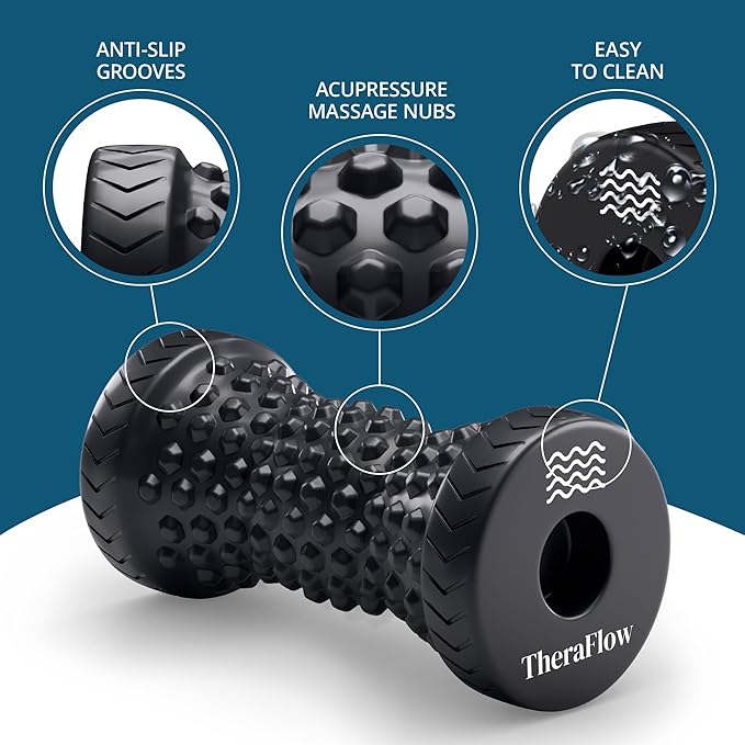 TheraFlow Foot Massager for Plantar Fasciitis Relief - Portable & Lightweight Foot Massager for Neuropathy Pain Relief for Feet, 360° Acupressure Nubs - Bloomnest