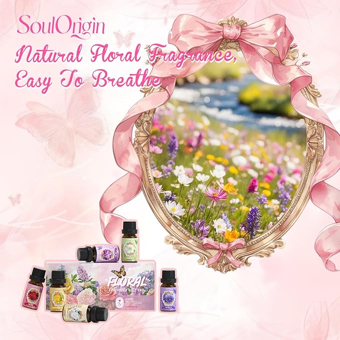 Floral Essential Oils Set, Fragrance Oil Gift Set for Diffuser, Natural Scent Diffuser Oil for Candle Making- Rose, Gardenia, Jasmine, Honeysuckle, Violet, Lilac - Bloomnest