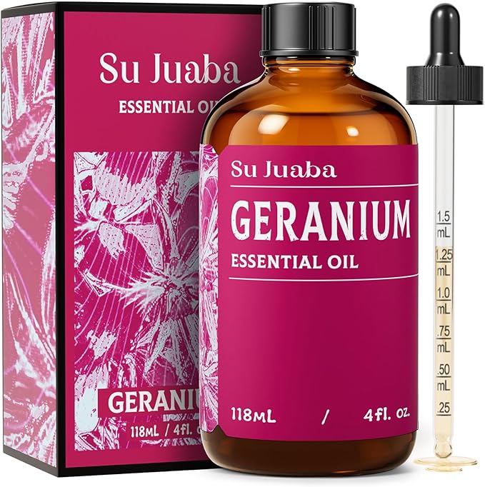 SU JUABA Geranium Essential Oil 4 Oz, 100% Pure & Natural Aromatherapy Oil for Diffuser, Skin Care, Hair & Massage - 118ML Bloomnest