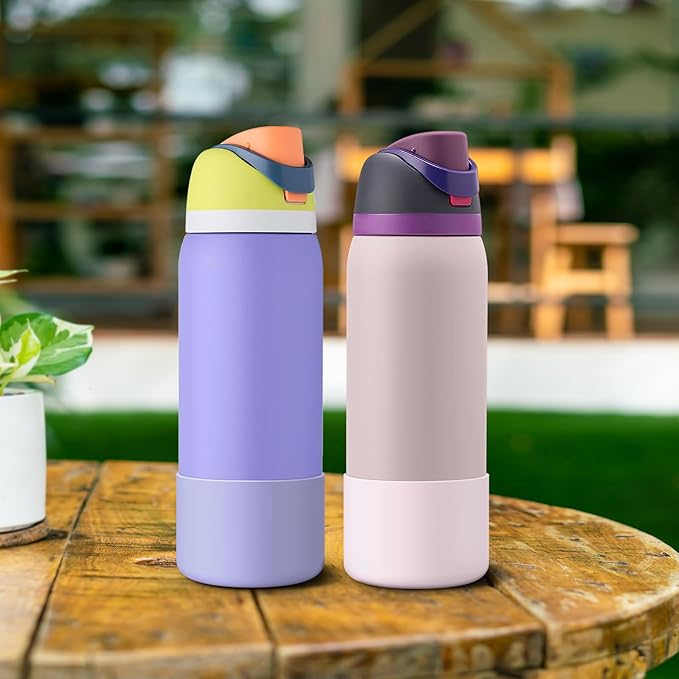 2PCS Silicone Water Bottle Boot for Owala 24oz 32oz 40oz, Anti-Slip Protective Sleeve Bottom Bumper Protector for FreeSip, Twist, and Flip Stainless Steel Water Bottles Alwenid