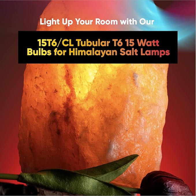 lumenivo 15 Watt Bulbs for Himalayan Salt Lamps 15T6/CL Tubular T6 15 Watt Candelabra Bulb E12 Base Light Bulbs for Exit Signs - Clear - 120V - 6 Pack - Bloomnest