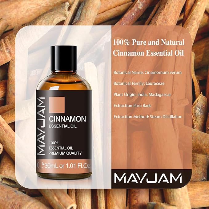 Cinnamon Essential Oil 30ml/1.01fl.oz, MAYJAM Premium Cinnamon Oils with Glass Dropper, Perfect for Diffusers Home Office Use - Bloomnest