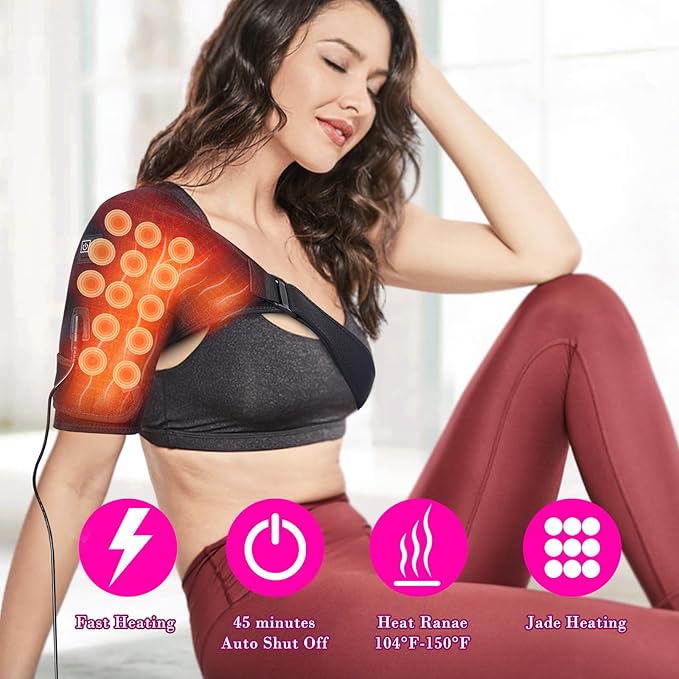 Shoulder Heating Pads Wrap,3 Heat Settings Relieve Muscle Pain,Rotator Cuff,Reduce Shoulder Pain - Bloomnest
