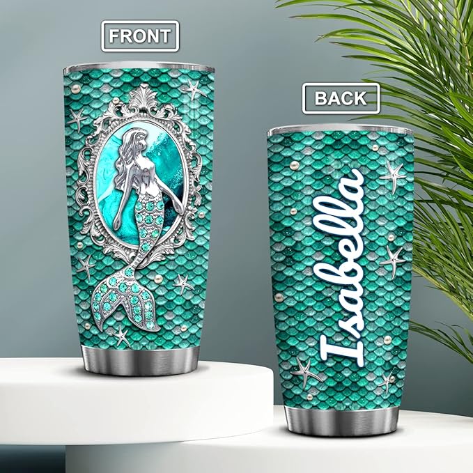 winorax Mermaid Gifts For Women Girls Personalized Mermaids Tumblers Jewelry Drawing Stainless Steel Insulated Coffee Mug Cup With Lid 20oz 30oz Birthday Christmas Mothers Day Custom Tumbler Gift - Bloomnest