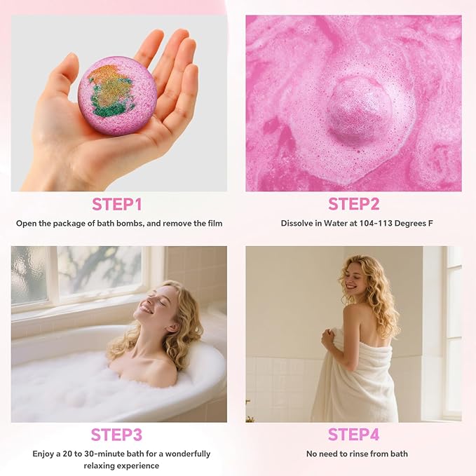 Bath Bombs for Women, 12 PCS Bath Set, Natural Bubble Bathbombs with Shea Butter, Dry Skin Moisturizing, Present for Christmas, Birthday, Valentine’s Day for Mom, Wife, Her, Girls - Bloomnest