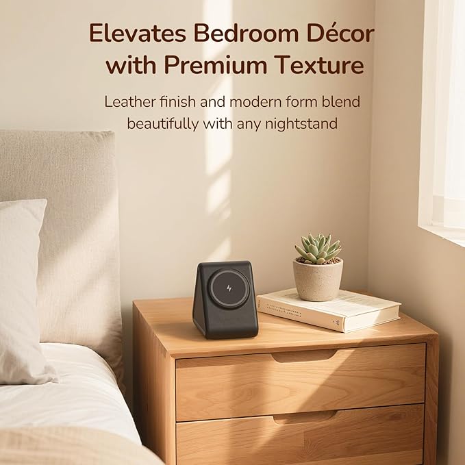 Housbay Sound Machine with Magnetic Wireless Charger for iPhone, 2-in-1 Design for Clutter-Free Nightstand, Dual-Speaker Stereo Sound for Sleeping - Black - Bloomnest
