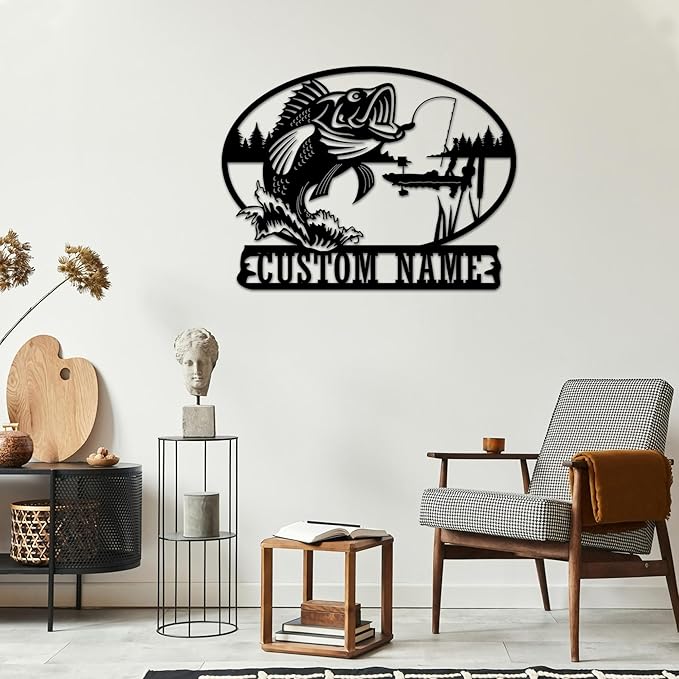 Bassfish Custom Metal Sign | Bass Fishing Wall Art | Personalized Home Decor | Custom Outdoor Metal Sign | Indoor Wall Art - Bloomnest