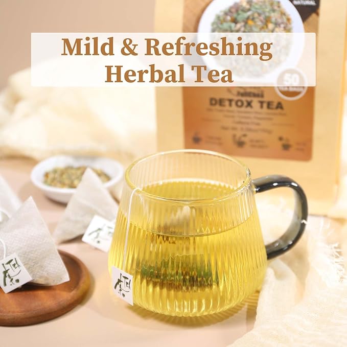 FullChea - Detox Tea Bags, 50 Teabags Liver Detox Tea, With Milk Thistle Seed, Dandelion Root, Licorice Root, Fennel, Turmeric, Peppermint - Liver Cleansing and Support - Bloomnest