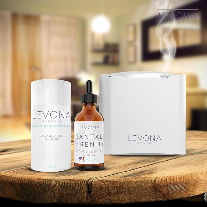 Levona Scent Santal Serenity Essential Oil: Notes of Sandalwood, Papyrus & Amber - Essential Oils for Hotel, Home and Office - Fragrance Oil for diffusers & Humidifiers - Home Luxury Scents-120 Ml LEVONASCENT