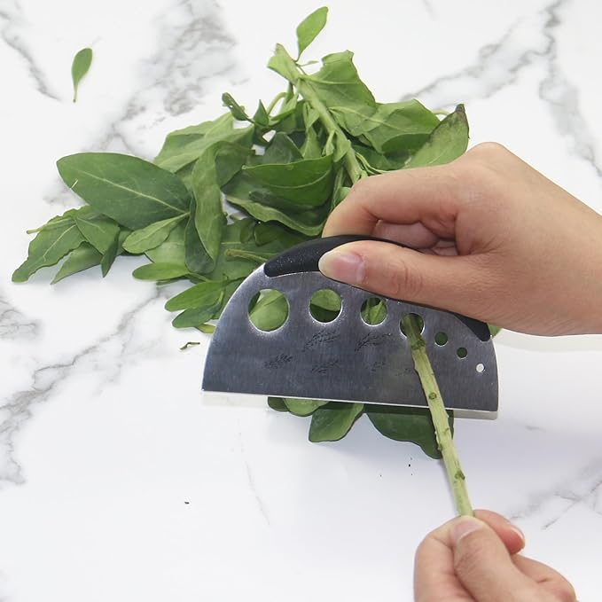 Herb Stripper and Herb Cutter 2 in 1,Herb Stripping Tool Herb Chopper Cilantro Chopper Best Kitchen Gadgets Presents for RV Owners Campers Chefs and Cooking Lovers,1PCS,Black,Stainless Steel - Bloomnest