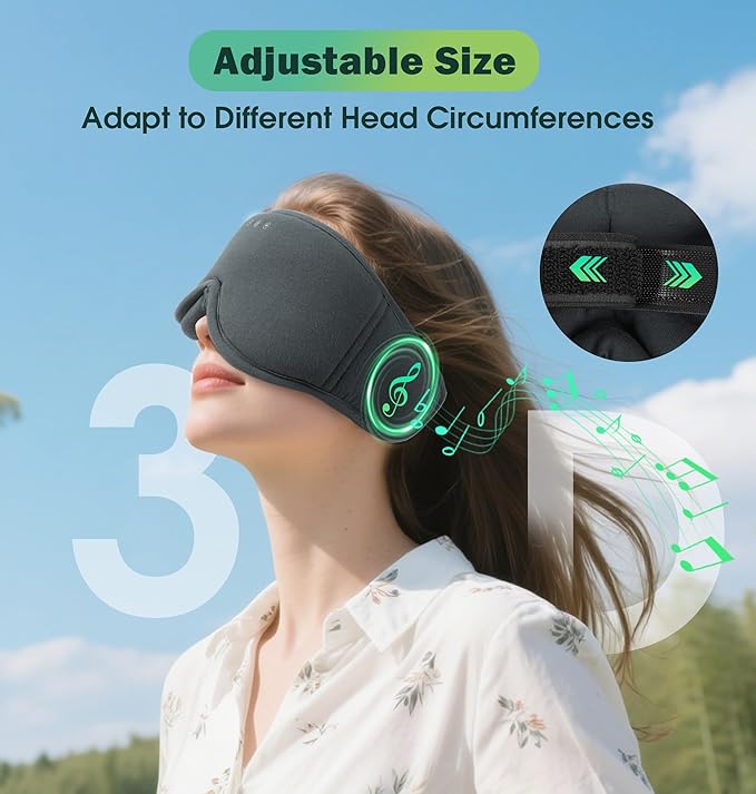 Sleep Mask with Headphones Bluetooth 5.4，LC-dolida 2025 New 3D Bluetooth Sleep Mask Headphones with Soft Bamboo Cotton for Side Sleepers Women Men, Sustainable Luxury for Better Sleep - Bloomnest