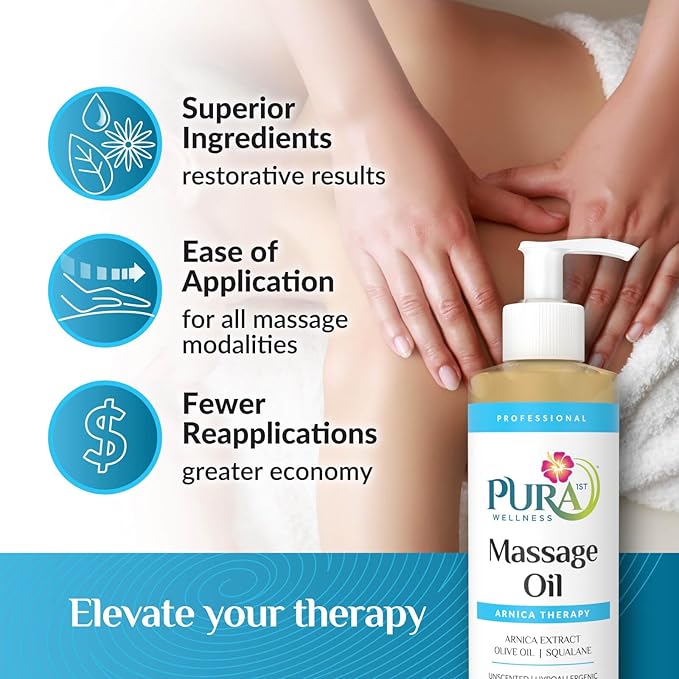 Wellness Professional 8oz Arnica Oil, 8oz, Massage Oil, Unscented Deep Tissue, Arnica, Hypoallergenic Arnica Oil for Physical Therapy and Muscle Recovery - Bloomnest