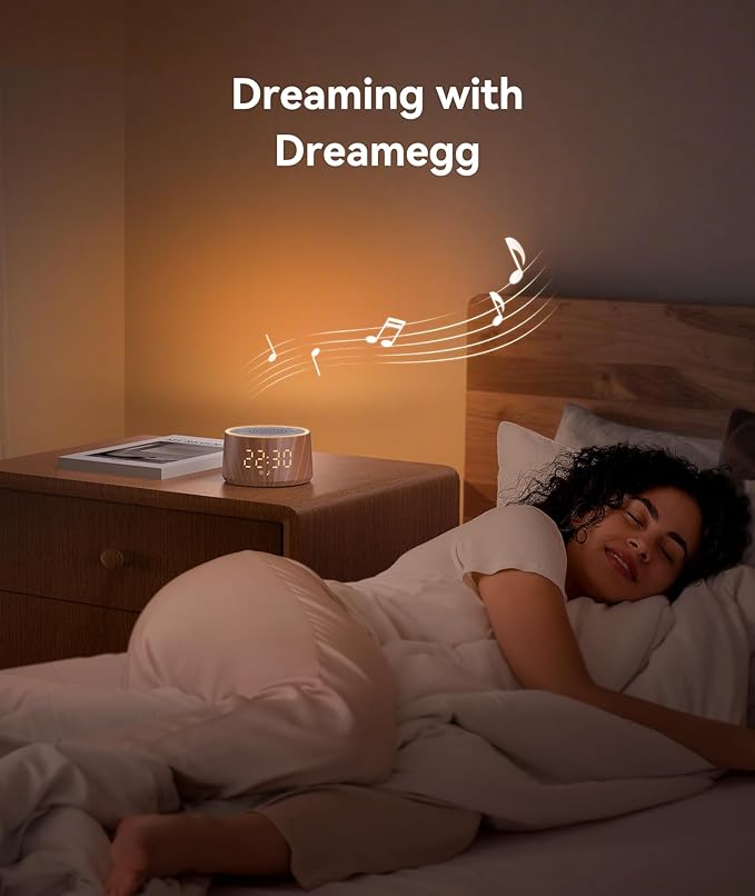 Dreamegg Baby Sound Machine with Nursery Lamp, 25 Soothing Sounds, Alarm Clock, Dimmable Night Light, White Noise Machine for Sleep Sound Machine, Baby Shower Gifts Must Haves, Wood