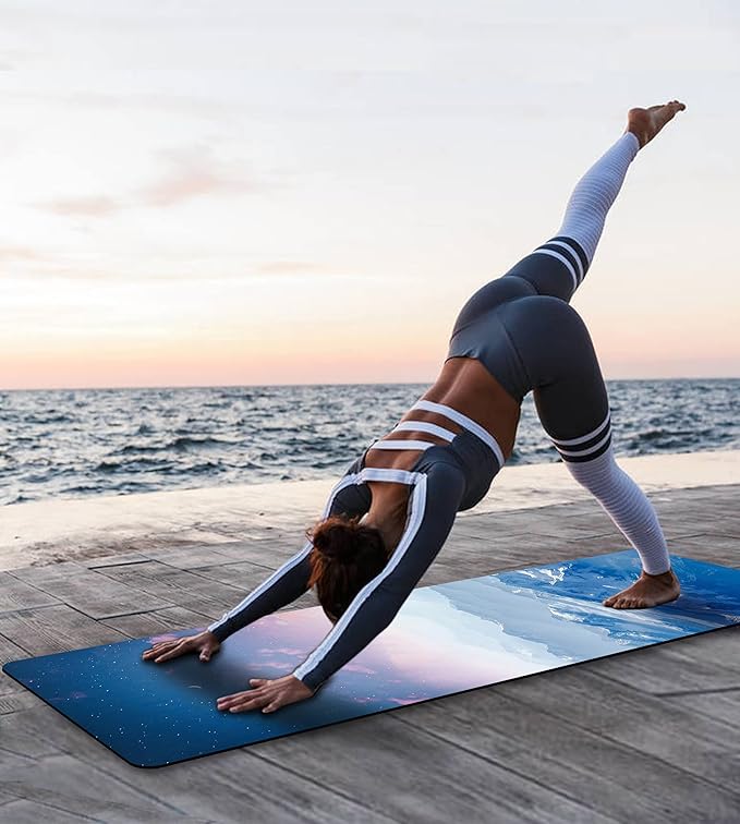 Non Slip Yoga Mat TPE Workout Mat for Men Women, Thick Workout Mat with Carrying Strap, Fitness Mats for Exercise, Yoga, Fitness, Pilates, Floor Workouts (72" x 24" x 6mm) - Bloomnest